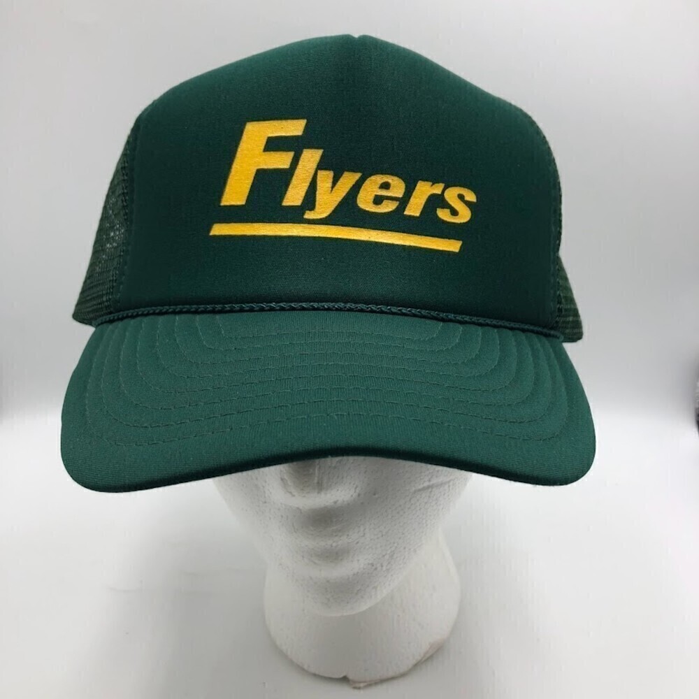 Vintage Flyers Green Mesh Trucker Nissun Baseball Cap Hat Mid Century Snapback - Picture 3 of 10